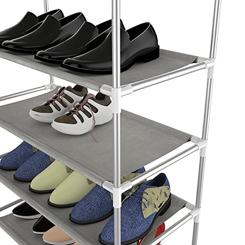 dtemple 10 Tiers Space Saving Shoe Rack Mount Stand Sturdy Shelf Storage Tower Organizer Cabinet Adjustable Shoe Shelf