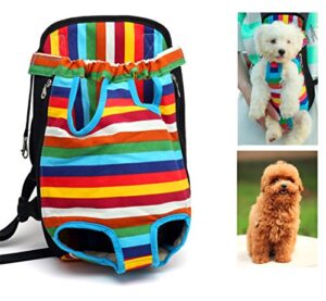 xiaoyu pet carrier backpack, adjustable, hands-free, legs out and breathable pet dog cat front carrier backpack for walking, hiking, biking travel, outdoor and motorcycle, multicolor, s