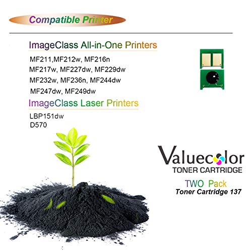 Valuecolor Compatible Toner Cartridge Replacement for Canon 137 crg137 Used in Canon ImageClass MF216N MF227DW MF229DW MF212W MF217W MF249dw MF244dw LBP151dw MF236n MF247dw (2 Black)