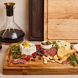 Sonder Los Angeles, Thick Sustainable Acacia Wood Cutting Board for Kitchen with Juice Groove, Sorting Compartment, Charcuterie 16x12x1.5 in (Gift Box Included)