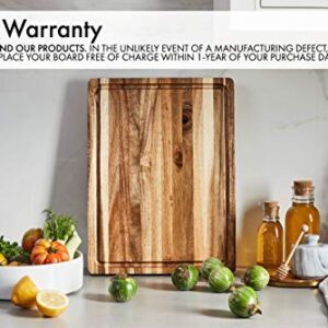 Sonder Los Angeles, Thick Sustainable Acacia Wood Cutting Board for Kitchen with Juice Groove, Sorting Compartment, Charcuterie 16x12x1.5 in (Gift Box Included)