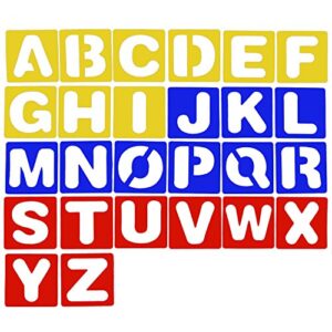 TecUnite 26 Pieces Alphabet Stencils Set Plastic Letter Stencils for Painting Learning, DIY Craft Decoration (4 x 4 Inches)