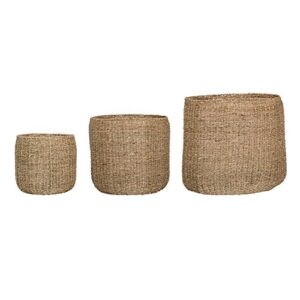 bloomingville round seagrass baskets, set of 3, natural