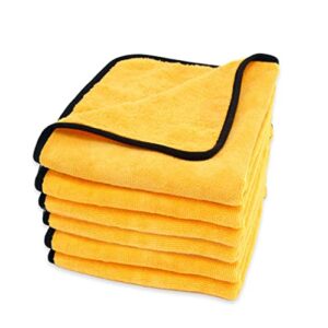 detailer's garage professional grade miracle microfiber towel, gold (24 in. x 16 in.) (pack of 6) (gold with black trim)