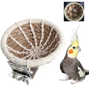 zswell Handmade Flax Rope Weave Bird Breeding Nest and Small Parrot Cage Hatching House Hut Nesting Box for Budgie Parakeet Cockatiel Parakeet Conure Canary Finch Lovebird