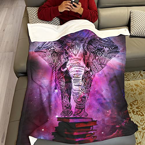 Throw Blankets Fleece Blanket for Sofa Bed Mandala Elephant India Style Galaxy Nebula Book 40" x 50"