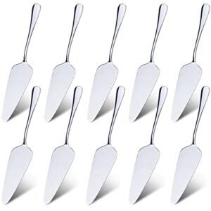 reton 10 pcs stainless steel pie/cake/pizza server holder, mirror finished and one side with fine serrated edge (10 pcs, serrated edge)