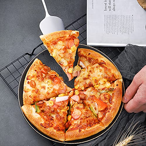 RETON 10 Pcs Stainless Steel Pie/Cake/Pizza Server Holder, Mirror Finished and One Side with Fine Serrated Edge (10 Pcs, Serrated Edge)