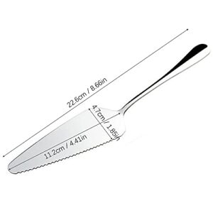 RETON 10 Pcs Stainless Steel Pie/Cake/Pizza Server Holder, Mirror Finished and One Side with Fine Serrated Edge (10 Pcs, Serrated Edge)