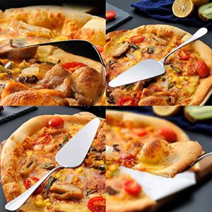 RETON 10 Pcs Stainless Steel Pie/Cake/Pizza Server Holder, Mirror Finished and One Side with Fine Serrated Edge (10 Pcs, Serrated Edge)