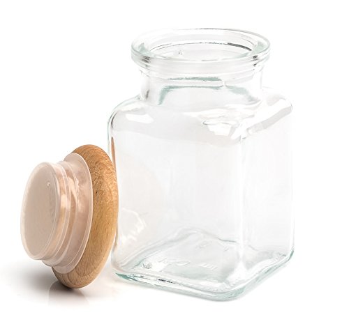 Kirrex Glass Spice Jars with Wooden Lid, 5oz (8 Jars)