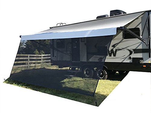 RV Awning Sun Shade Screen 8' X 15' 3'' Black Tentproinc Mesh Sunshade Camper Trailer Awning Shade Screen UV Blocker Completed Kits - 3 Year Warranty