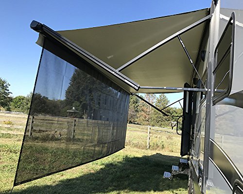 RV Awning Sun Shade Screen 8' X 15' 3'' Black Tentproinc Mesh Sunshade Camper Trailer Awning Shade Screen UV Blocker Completed Kits - 3 Year Warranty