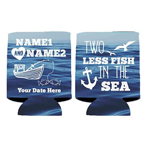 VictoryStore Can and Beverage Coolers: Neoprene Customizable “Two Less Fish In The Sea” Nautical Wedding Can Coolers - 100pc