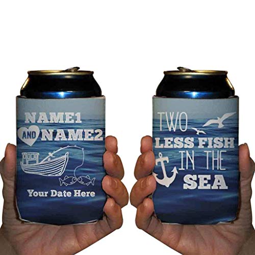 VictoryStore Can and Beverage Coolers: Neoprene Customizable “Two Less Fish In The Sea” Nautical Wedding Can Coolers - 100pc