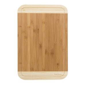 Two Tone Bamboo Cutting Board- Extra Thick, Chopping and Serving Board with Juice Groove 18x12x.75 by Classic Cuisine