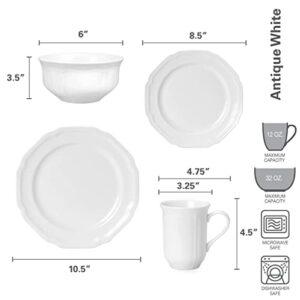 Mikasa Antique White 16-Piece Dinnerware Set, Service for 4