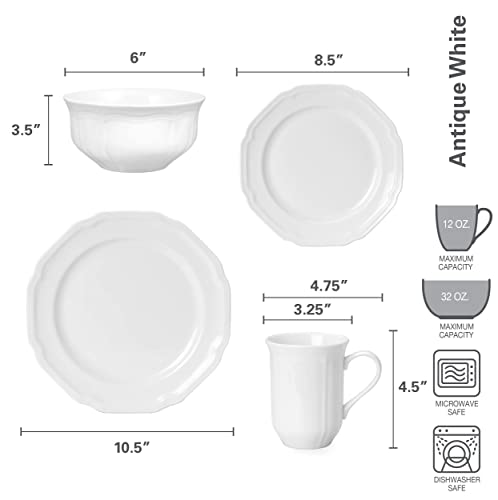 Mikasa Antique White 16-Piece Dinnerware Set, Service for 4