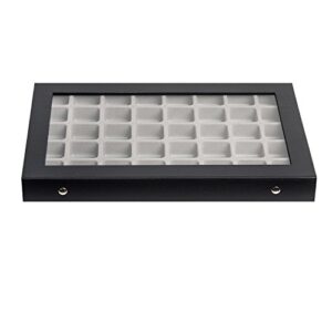 JackCubeDesign 40 Compartments Jewelry Display Tray Showcase Organizer Storage Box Slots Holder for Earring, Ring with Acrylic Cover(Black, 16.97 x 9.7 x 1.65 inches) – :MK333A