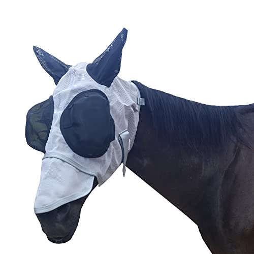 Leberna Mesh Fly Mask with Ears Nose UV Protection Full Face for Horse/Cob