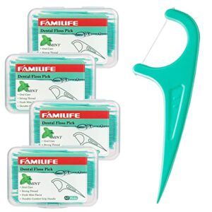 familife floss picks mint dental floss picks with 4 travel handy cases 240 count flossers