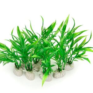 comsun 10 pack artificial aquarium plants, small size 4 inch approximate height fish tank decorations home décor plastic green