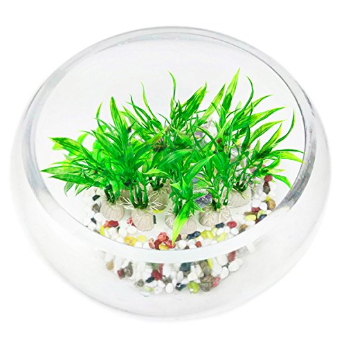 COMSUN 10 Pack Artificial Aquarium Plants, Small Size 4 inch Approximate Height Fish Tank Decorations Home Décor Plastic Green