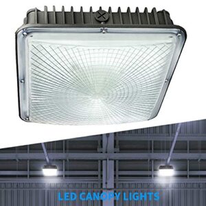 GreenSun 2 Pack of 70Watt LED Canopy Lights,NO Weather Proof,9.5" x 9.5",120V 277V for Playground, Gym, Warehouse, Garage,Backyard (2Packs-70W)