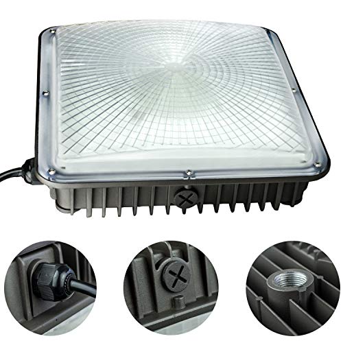 GreenSun 2 Pack of 70Watt LED Canopy Lights,NO Weather Proof,9.5" x 9.5",120V 277V for Playground, Gym, Warehouse, Garage,Backyard (2Packs-70W)