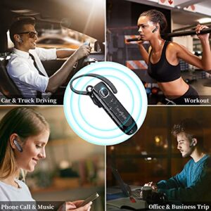 HIFEER Bluetooth Headset V5.0, Wireless Bluetooth Earpiece,Hands-Free with Built-in Mic for Driving/Business/Office,CVC8.0 Noise Cancelling Bluetooth Headphone for iPhone Android Samsung, Black