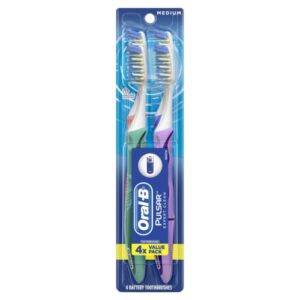 oral-b pro-health pulsar battery powered medium bristles toothbrush, 4 count