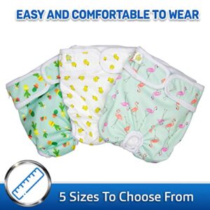 Pet Magasin Reusable Washable Dog Diapers (Pack of 3), Highly Absorbent with Strong & Flexible Velcro (Trending, Large (16”-24” Waist))