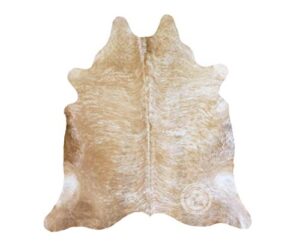 genuine exotic beige cowhide rug large 6 x 6-7 ft. 180 x 210 cm