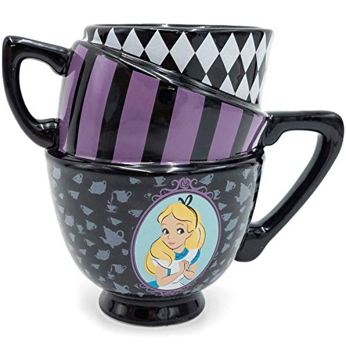 Silver Buffalo Disney's Alice in Wonderland Stacked Teacup Sculpted Ceramic Coffee Mug, 20 Ounces