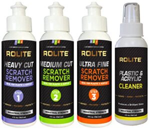 rolite - rsr4step4zcp 's 4 step scratch removal system for plastic & acrylic (4 fl. oz.) with cleaner, heavy cut, medium cut and ultra fine combo pack