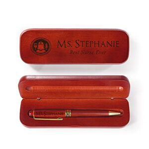 personalized engraved maple wood rosewood ball pen & case set custom gift (rosewood)