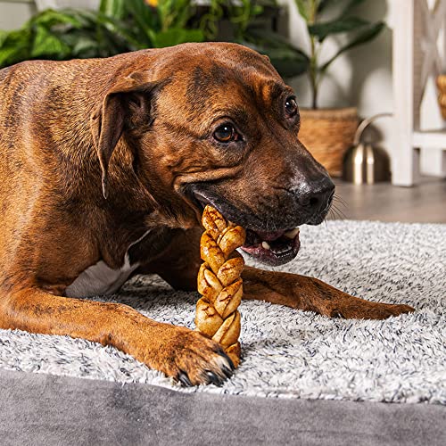 Pet Factory 100% Made in USA Beefhide 7" Braided Sticks Dog Chew Treats - Peanut Butter Flavor, 6 Count/1 Pack