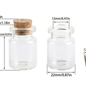 MaxMau 100 Count Small Glass Bottles with Corks,5ml Tiny Vials Clear Mini Jars Wooden Stopper for Art Crafts Storage Party Decoration Wedding Favors