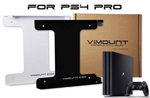 ViMount Wall Mount Metal Holder Compatible with Playstation 4 PS4 PRO Version in White Color