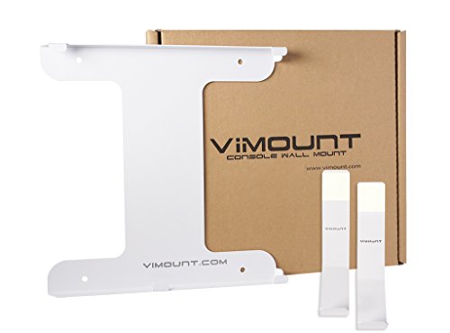 ViMount Wall Mount Metal Holder Compatible with Playstation 4 PS4 Pro Version with 2X Controllers Wall Mount in White Color