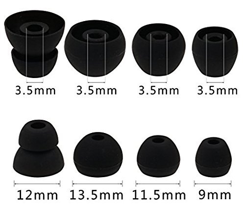 ALXCD Eartip for urBeats 3 Earphone, 8 Pairs S/M/L & Double Flange Durable Soft Silicone Replacement Earbud Tips Ear Tips, Fit for Apple Beats by Dre. urBeats3 Earphone [8 Pair](Black)