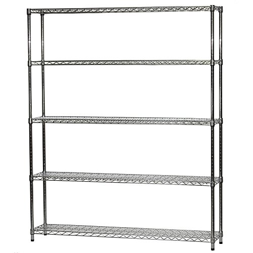 Shelving Inc. 12" d x 60" w x 54" h Chrome Wire Shelving with 5 Tier Shelves, Weight Capacity 800lbs Per Shelf