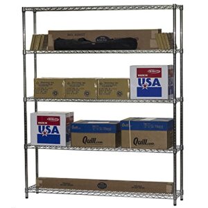 Shelving Inc. 12" d x 60" w x 54" h Chrome Wire Shelving with 5 Tier Shelves, Weight Capacity 800lbs Per Shelf