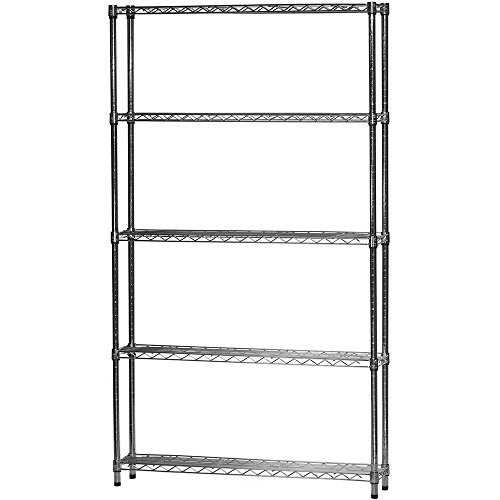 Shelving Inc. 8" d x 42" w x 72" h Chrome Wire Shelving with 5 Tier Shelves, Weight Capacity 800lbs Per Shelf