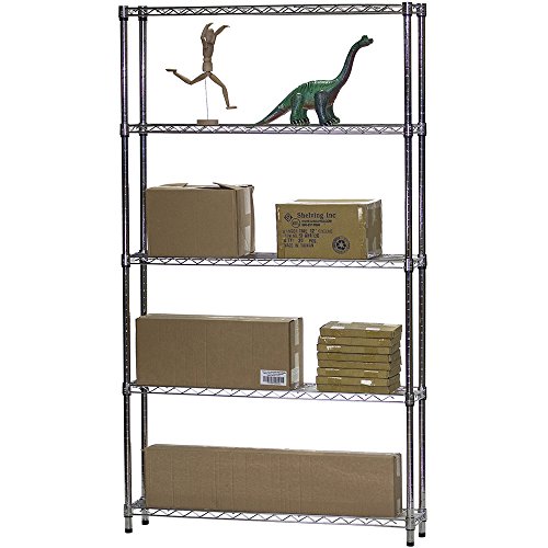 Shelving Inc. 8" d x 42" w x 72" h Chrome Wire Shelving with 5 Tier Shelves, Weight Capacity 800lbs Per Shelf