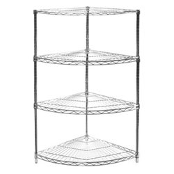 Shelving Inc. 18" Radius Corner Wire Shelving with 4 Tier Shelves - 84" h, Weight Capacity 800lbs Per Shelf