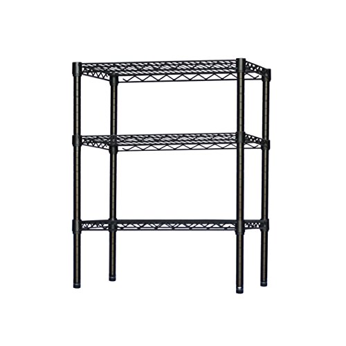 Shelving Inc. Black Wire Shelving with 3 Tier Shelves - 18" d x 24" w x 34" h, Weight Capacity 300lbs Per Shelf