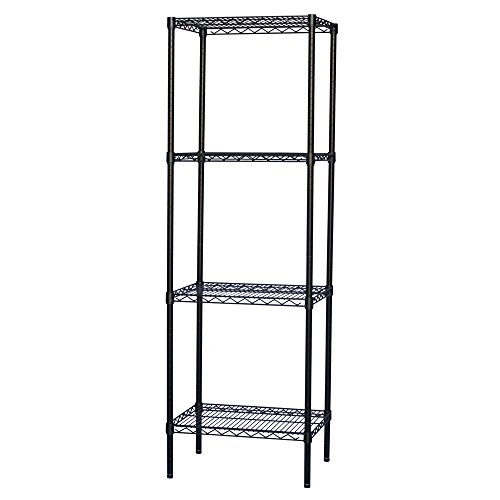 Shelving Inc. Black Wire Shelving with 4 Tier Shelves - 8" d x 30" w x 72" h, Weight Capacity 300lbs Per Shelf