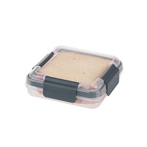 snaplock by progressive sandwich to-go container - gray, easy-to-open, leak-proof silicone seal, snap-off lid, stackable, bpa free