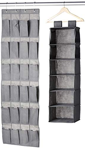 HOMZ 3817401 2Piece Closet Organization Combo Set Grey